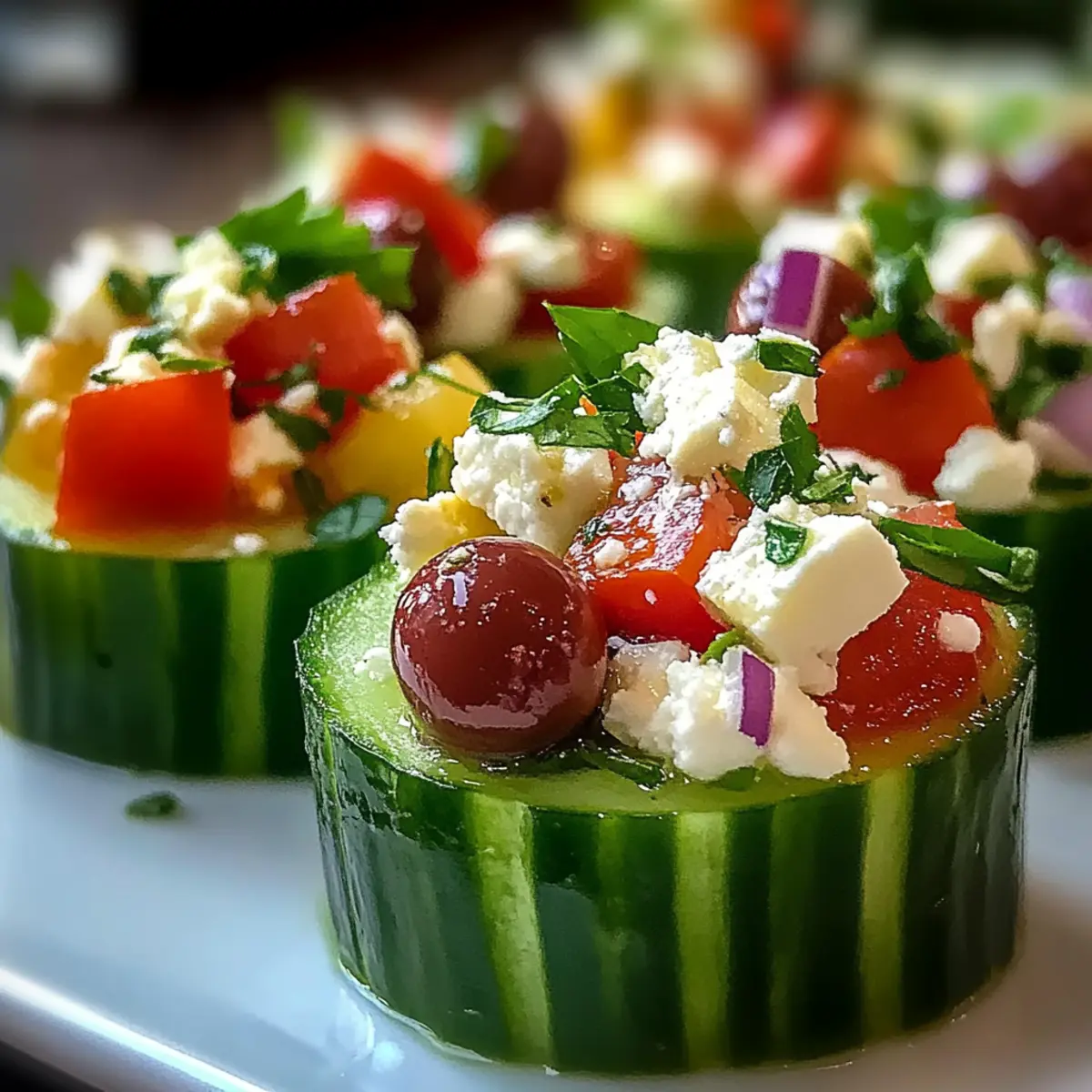 No-Bake Greek Salad Cucumber Cups