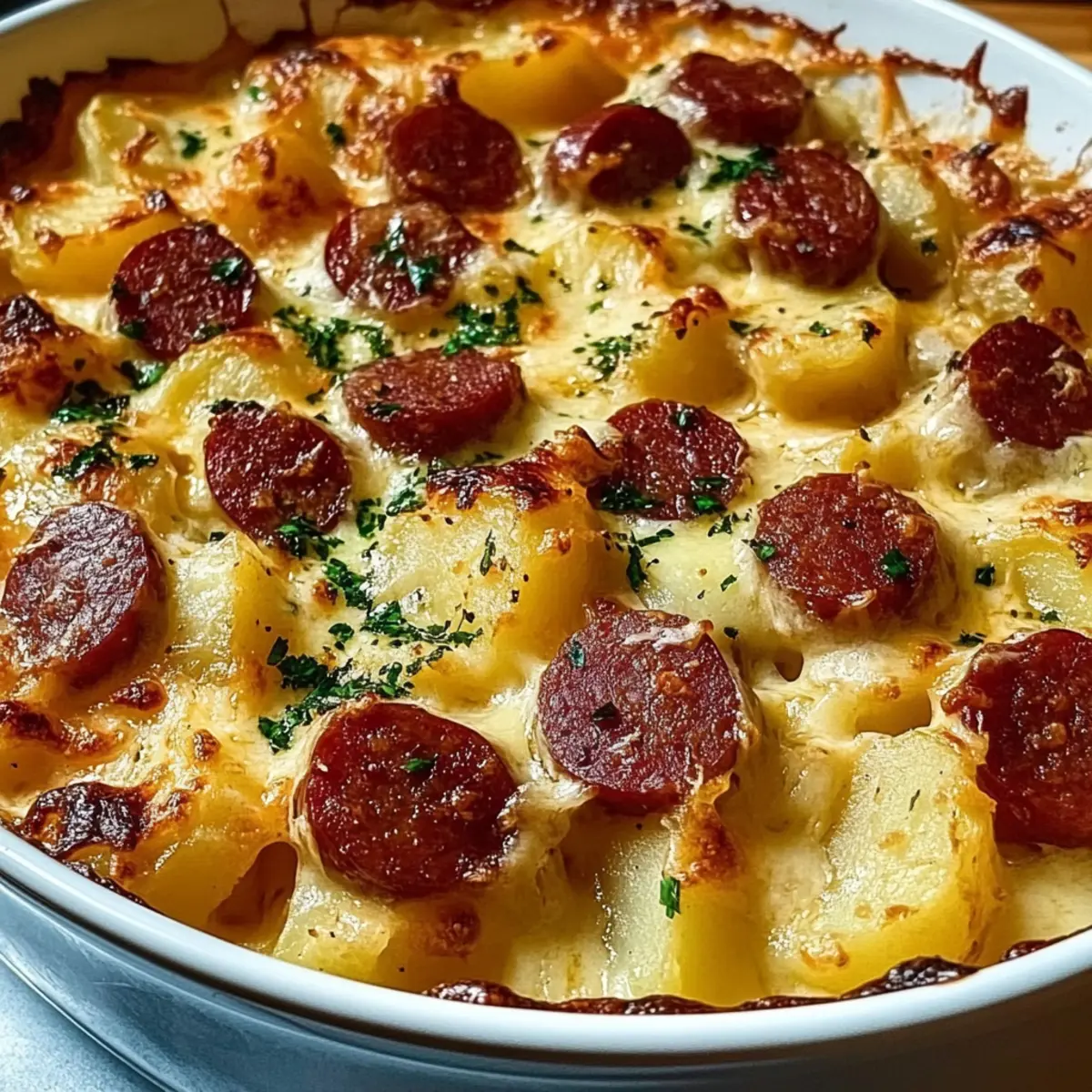 Hearty Kielbasa and Cheesy Potato Casserole
