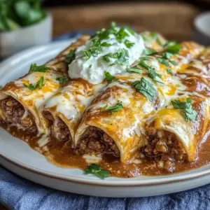 Smothered Ground Beef Burritos