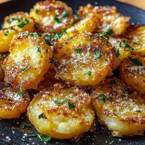 Crispy Garlic Butter Parmesan Smashed Potatoes