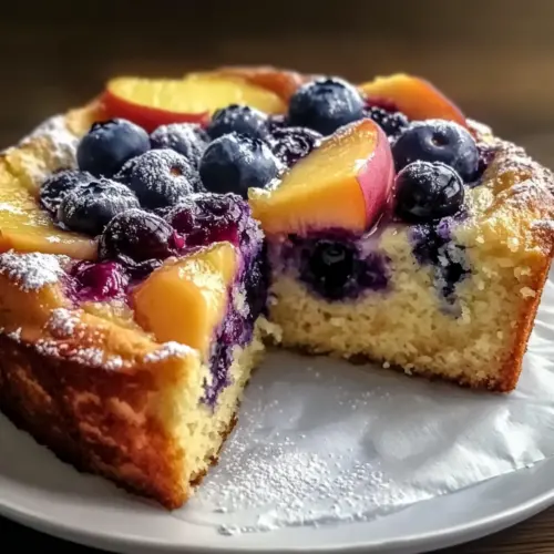 Juicy Peach Blueberry Cake