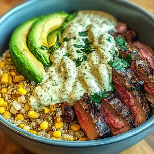 Steak Avocado Roasted Corn Bowl