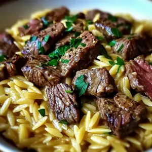 Creamy Garlic Butter Steak Orzo