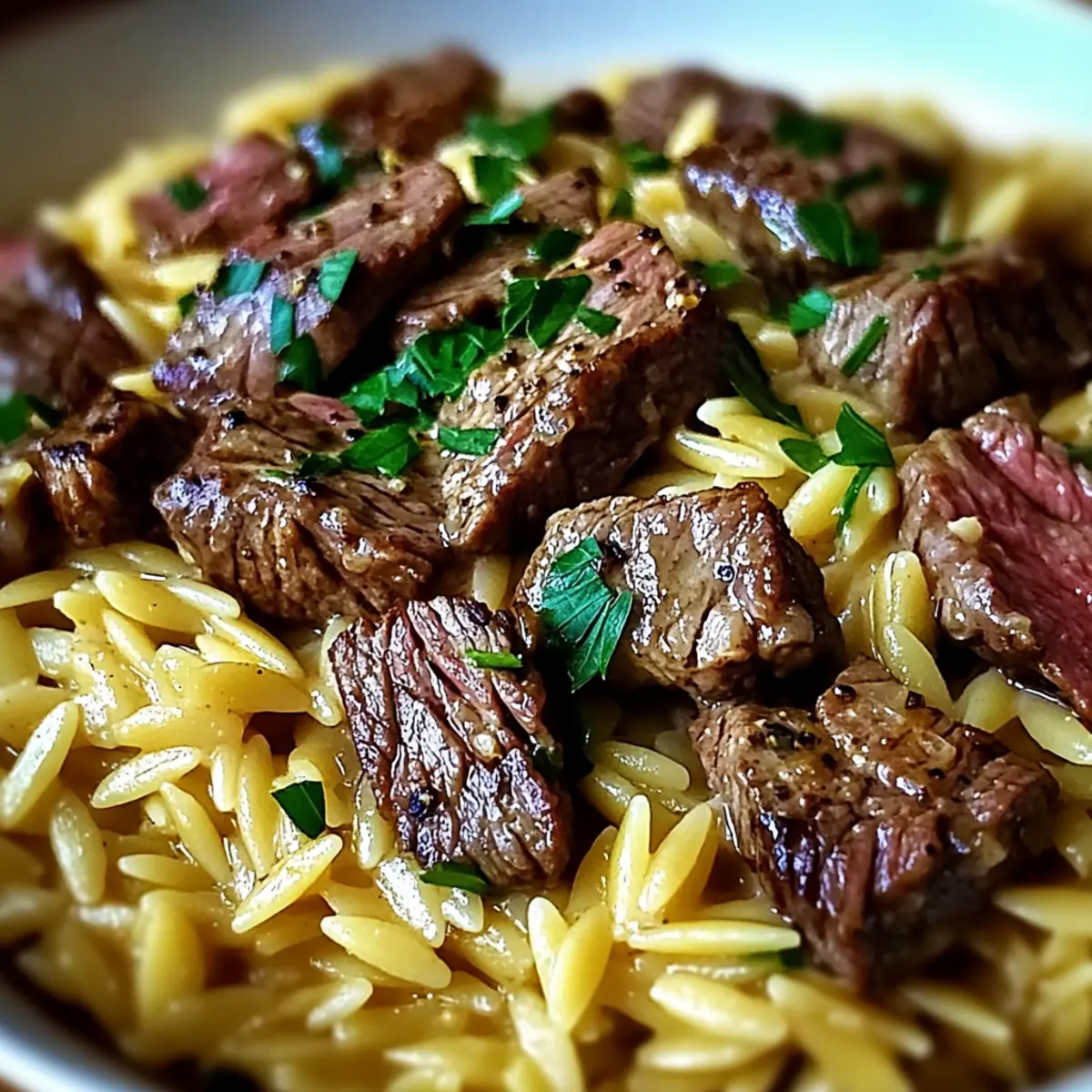 Creamy Garlic Butter Steak Orzo