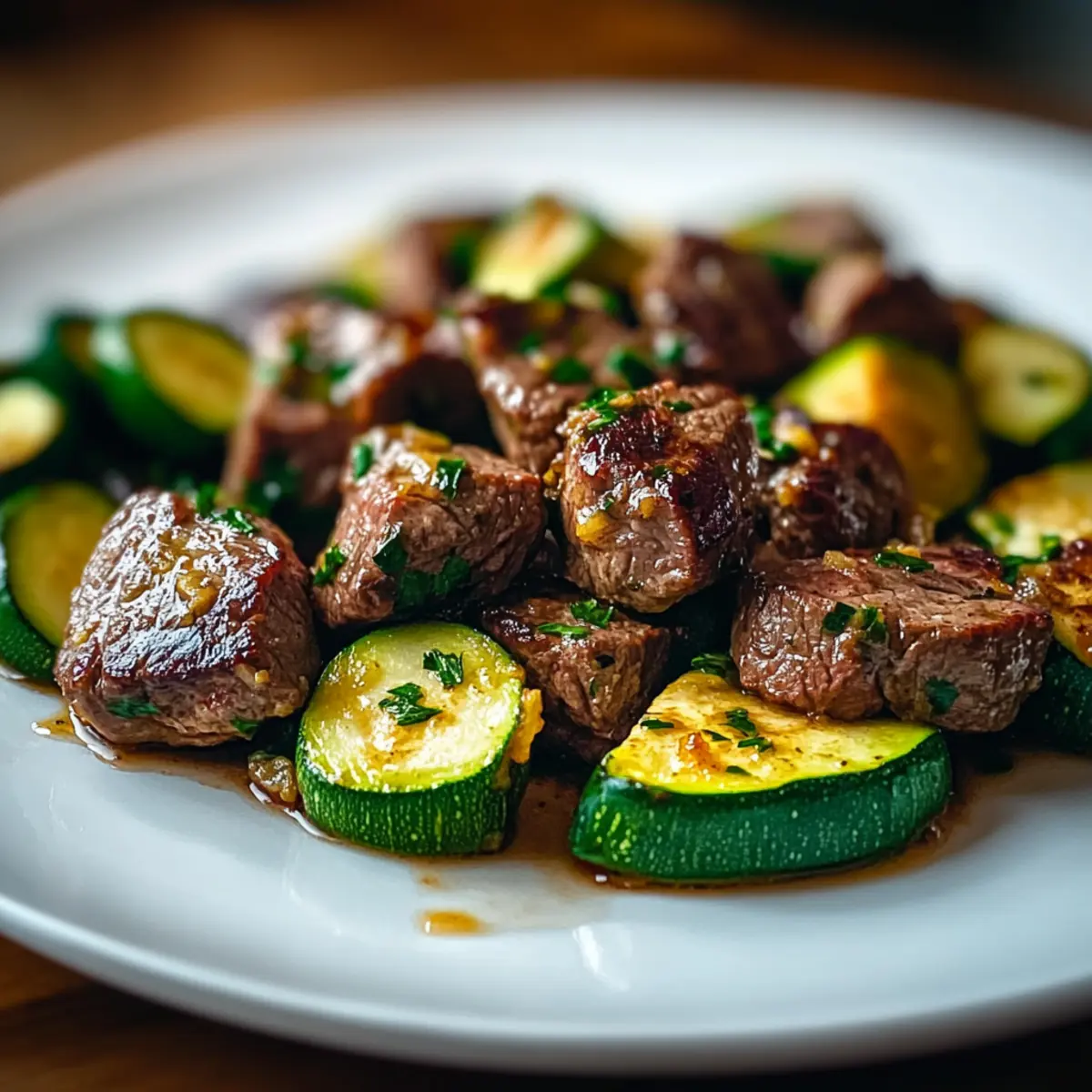 Keto Garlic Butter Steak Bites & Zucchini