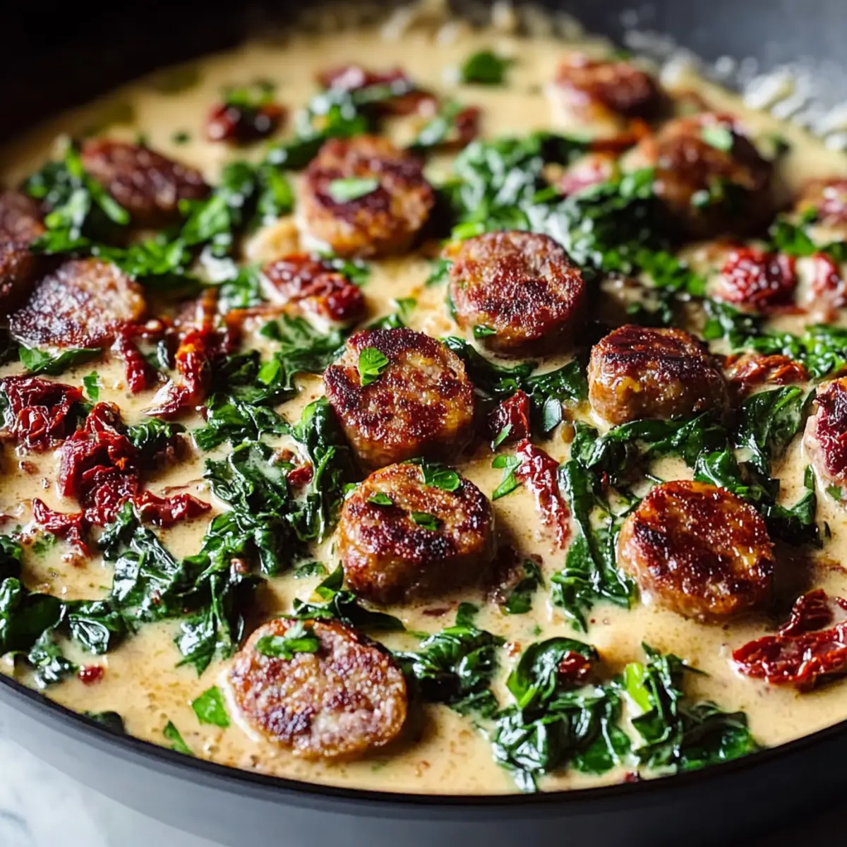 Creamy Keto Tuscan Sausage Skillet
