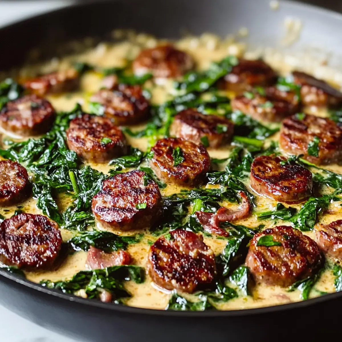 Creamy Keto Tuscan Sausage Skillet