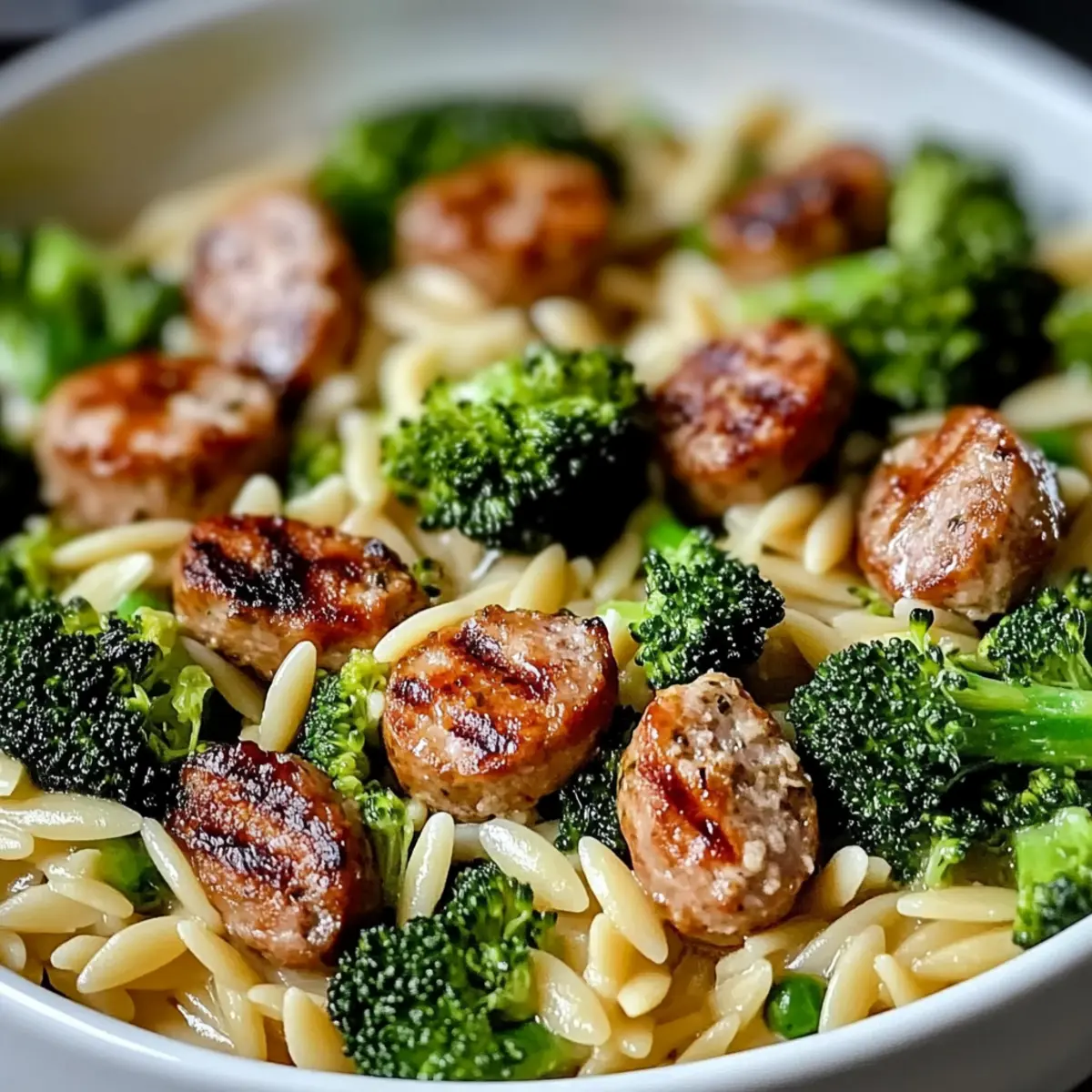 One-Pot Chicken Sausage Broccoli Orzo