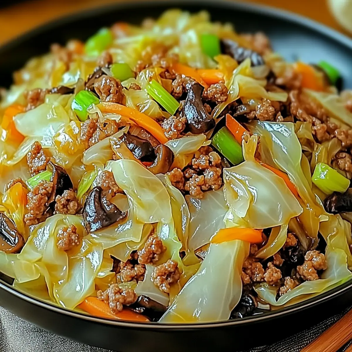 Chinese Ground Beef and Cabbage Stir Fry
