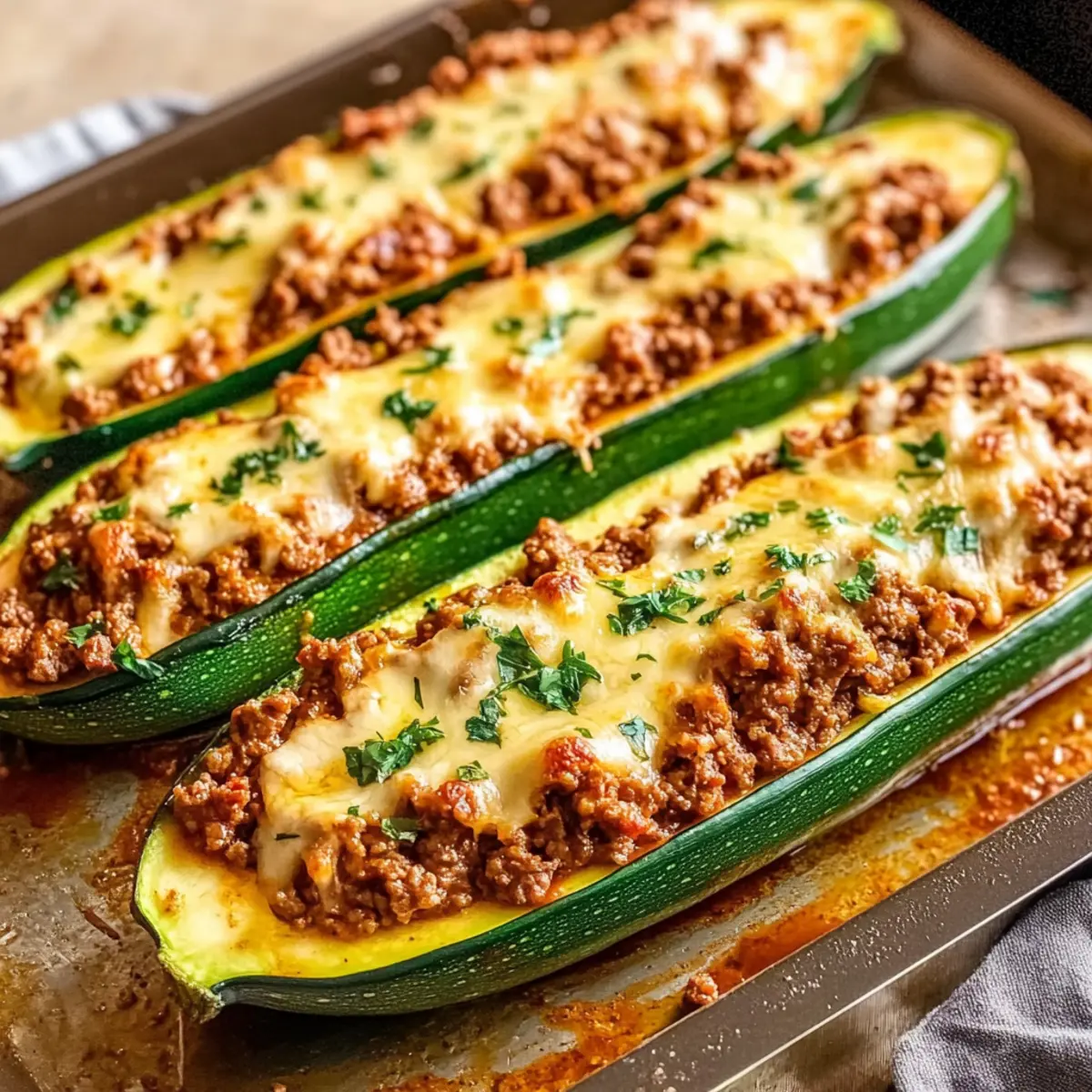 Ground Beef Zucchini Boats