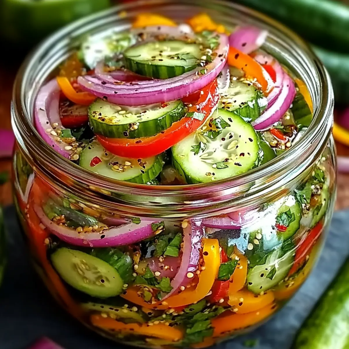 Pickled Cucumber, Onion, and Bell Pepper Salad