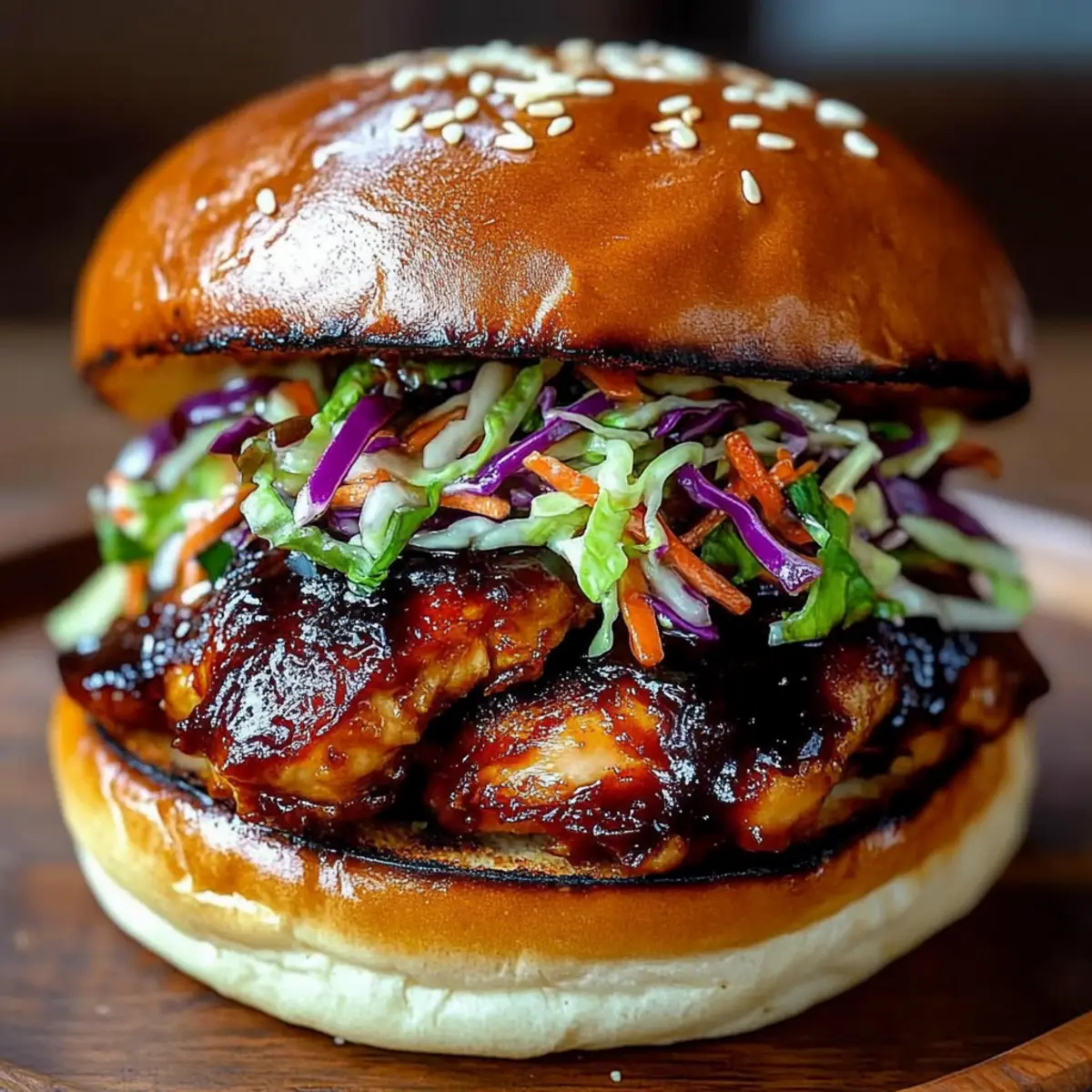 Korean BBQ Chicken Sandwich with Cabbage Slaw