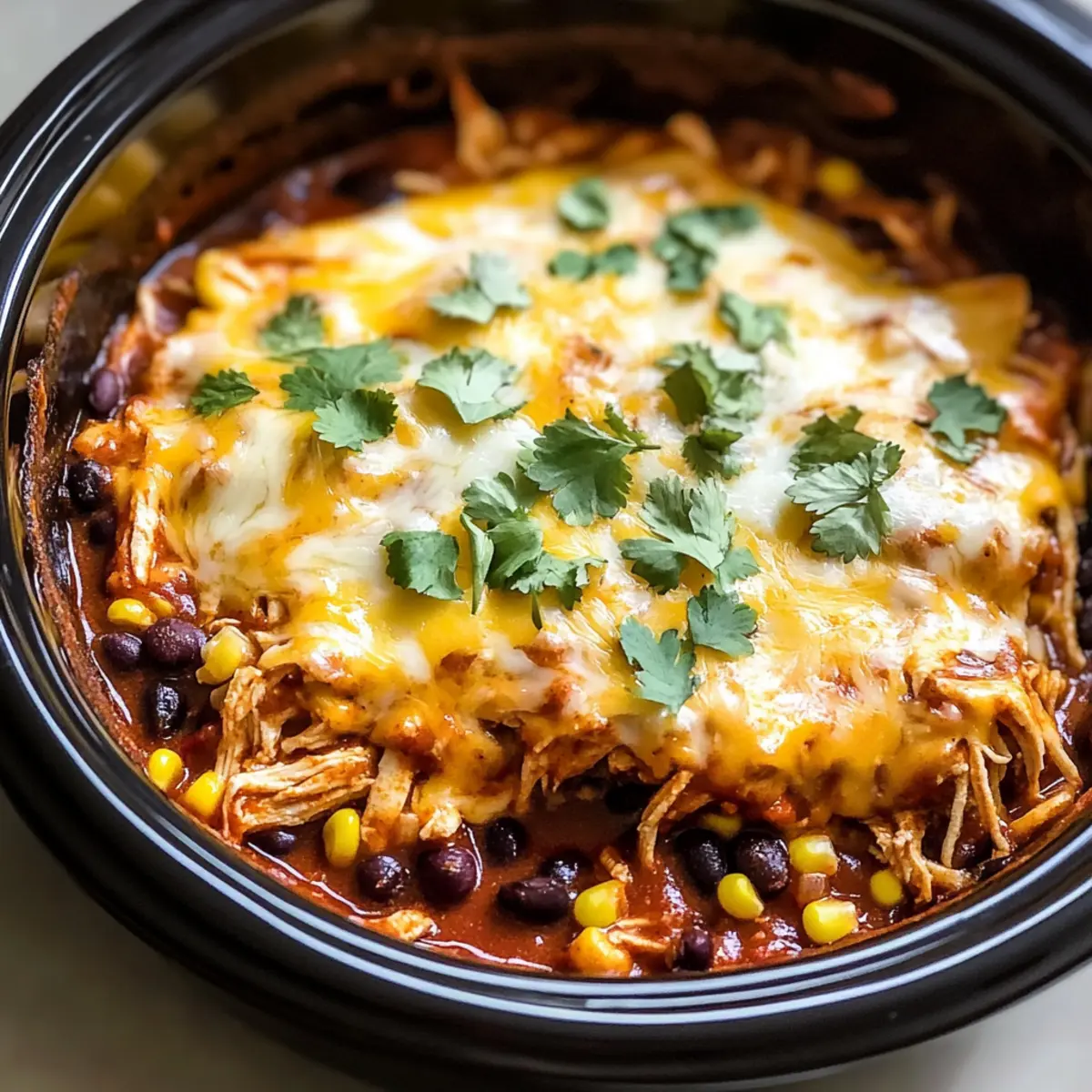 Crockpot Chicken Enchilada Casserole