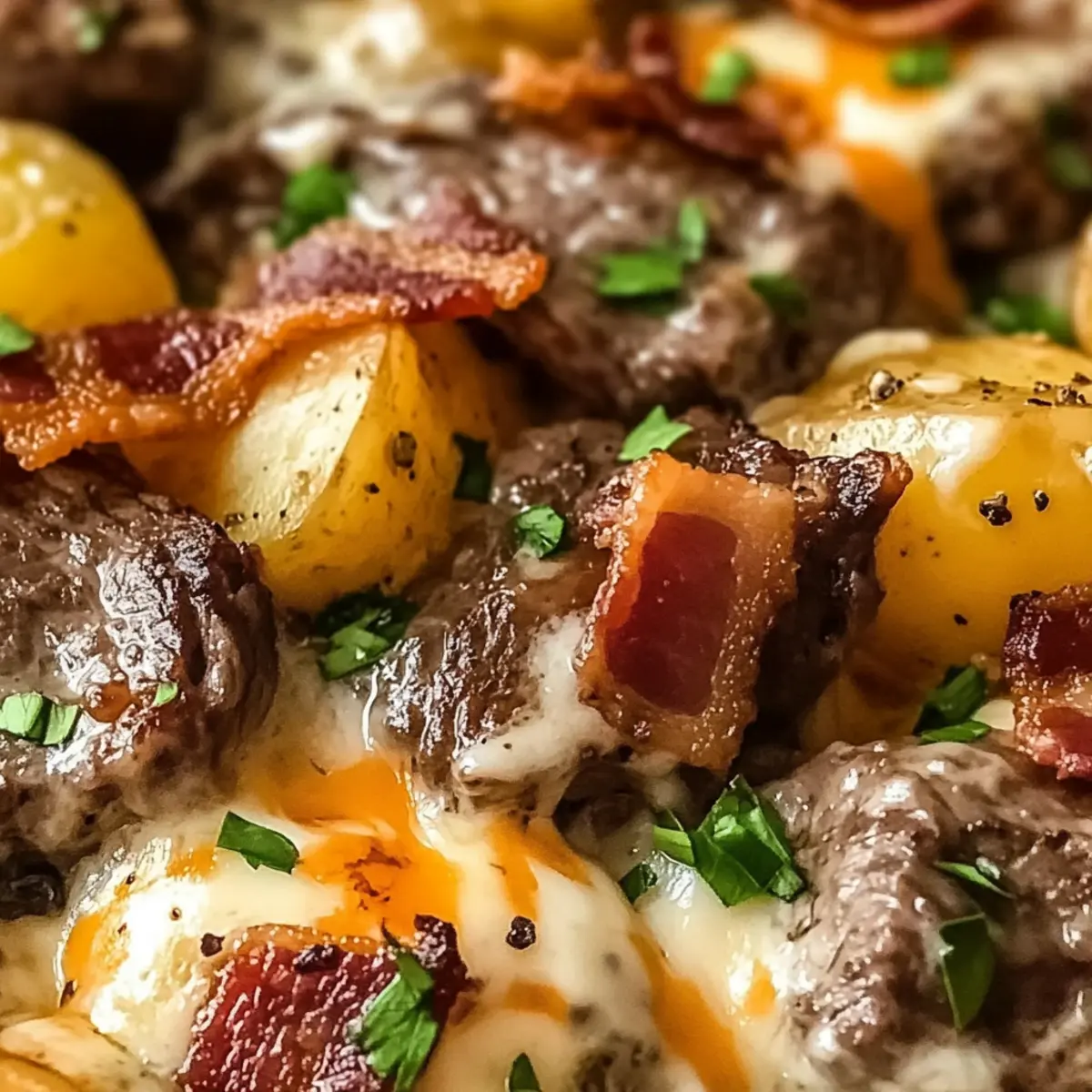 Crockpot Loaded Steak and Potato Bake