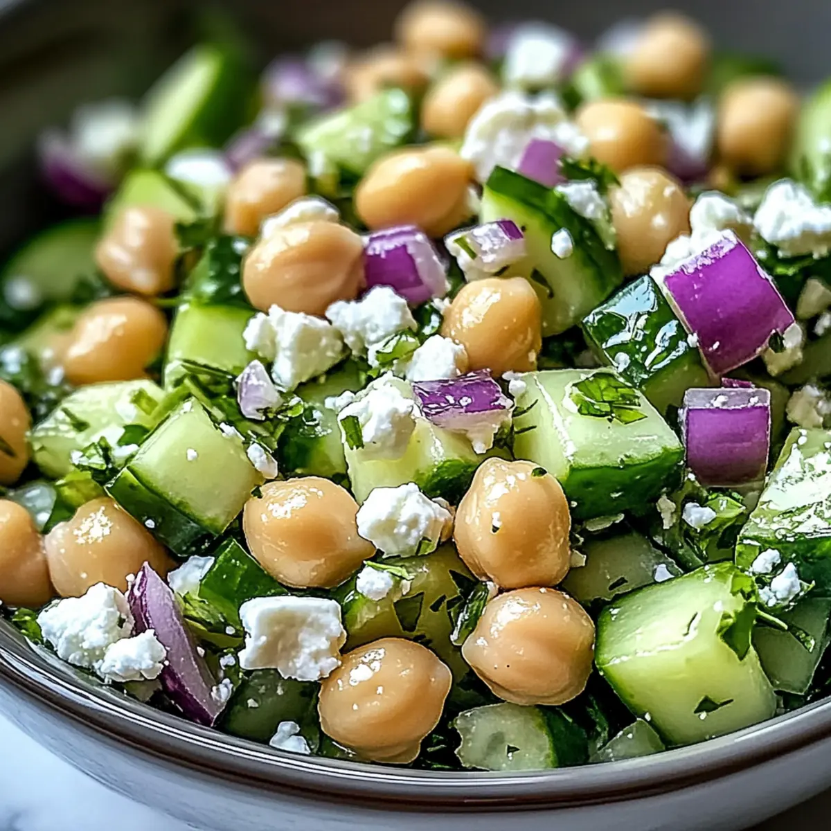 Herby Cucumber Salad with Feta and Chickpeas