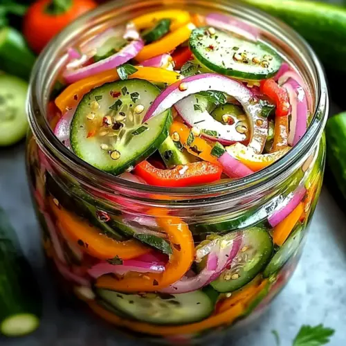 Pickled Cucumber, Onion, and Bell Pepper Salad