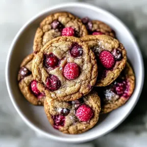 Brown Butter Raspberry Chocolate Chip Cookies