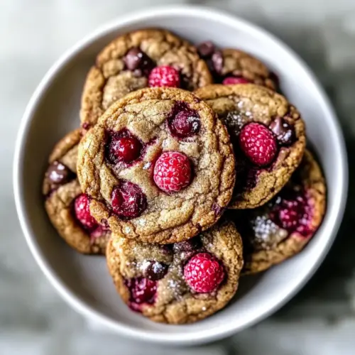 Brown Butter Raspberry Chocolate Chip Cookies