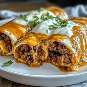 Smothered Ground Beef Burritos