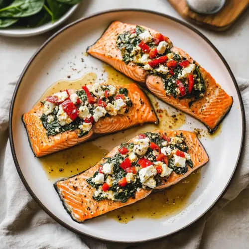 Stuffed Salmon With Spinach & Feta