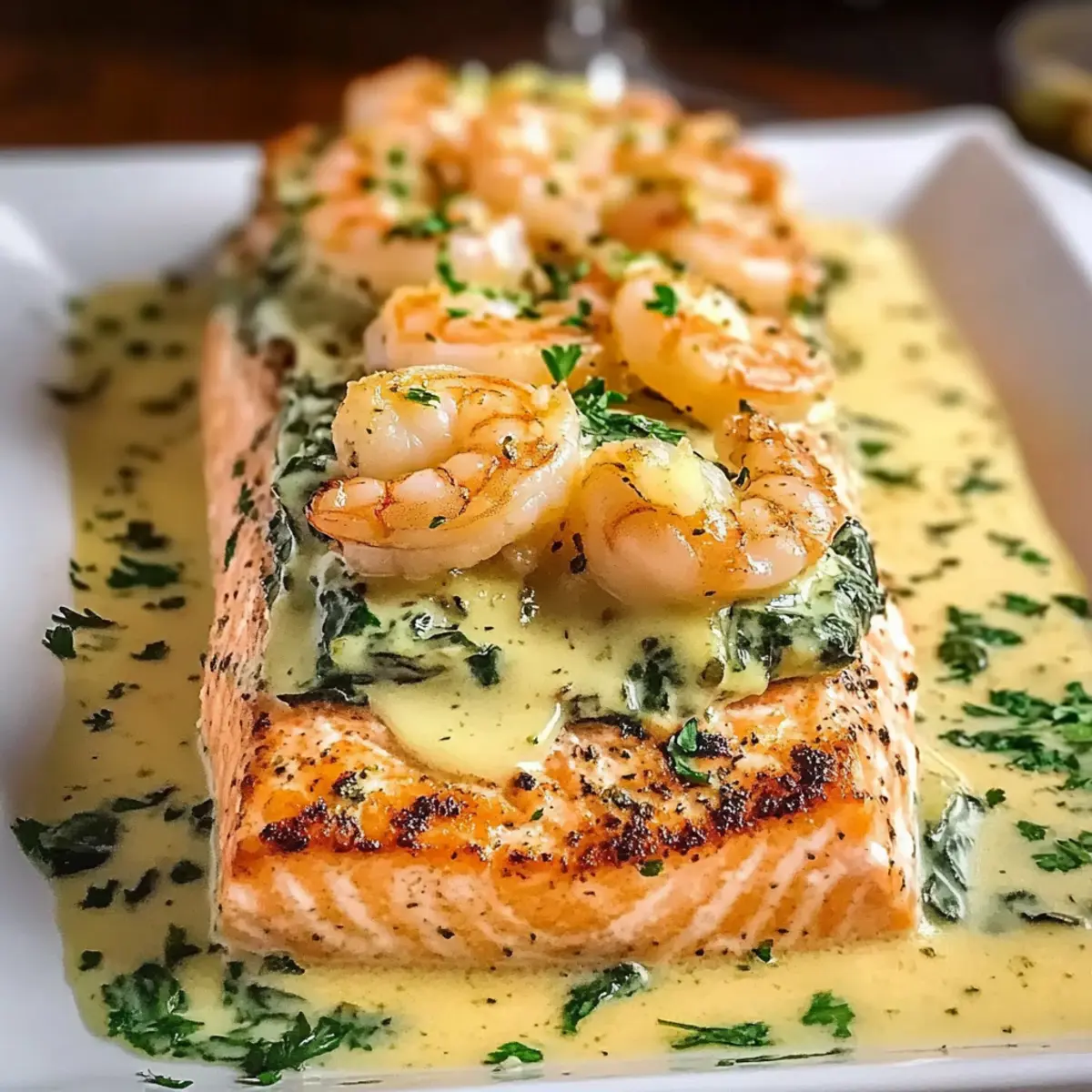 Creamy Tuscan Shrimp-Stuffed Salmon Fillets